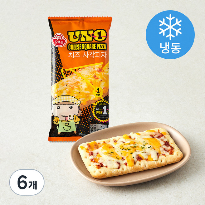 오뚜기 UNO 치즈 사각피자 (냉동), 91g, 1개입, 6개