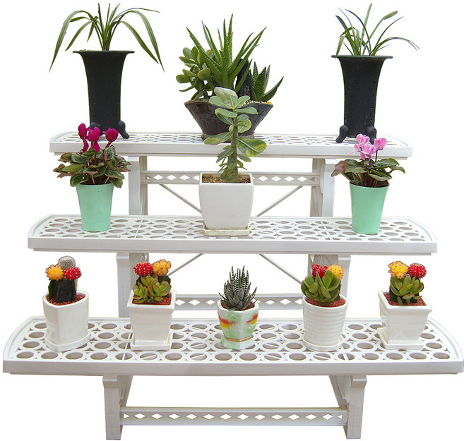 플라워 화분랙 일반형, 화이트, 3단
