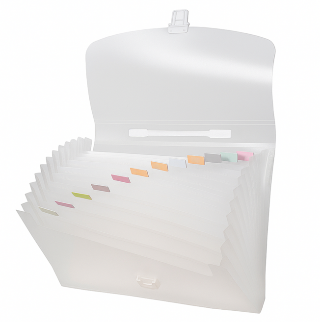 모더너리 아코디언 인덱스 파일 A4 13칸, 반투명 화이트, 1개