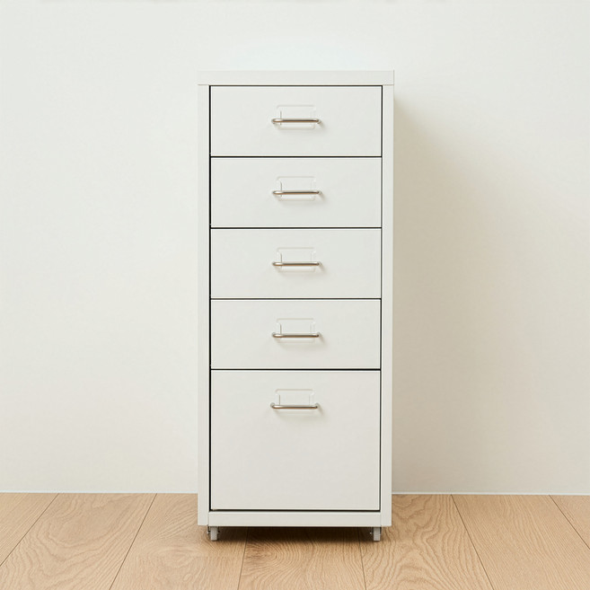 코멧 홈 모노스틸 무브 철제 서랍장, 화이트, 5단
