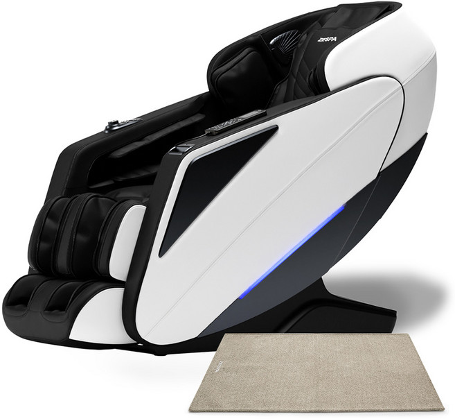 제스파 티에로즈 AI 음성인식 조그다이얼 자동 안마의자 + 전용 러그 세트 방문설치, ZPC2096, 블랙(안마의자) + 브라운(러그)