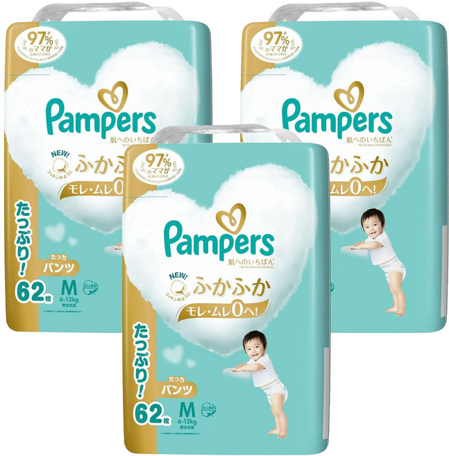 Pampers 幫寶適 日本境內版 褲型尿布 6~12kg, M, 186片