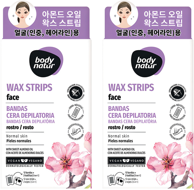 바디네이처 페이스 스위트 아몬드 왁스스트립 인중/헤어라인용, 2개
