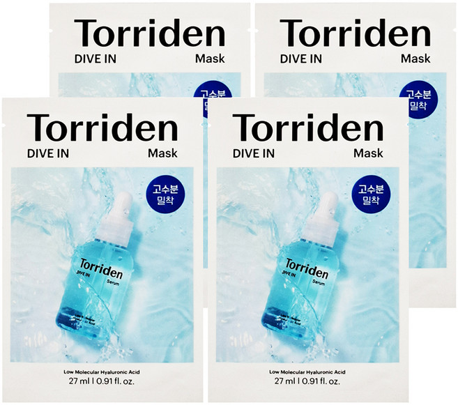 Torriden 玻尿酸保濕面膜 藍色 27ml, 1入, 4片