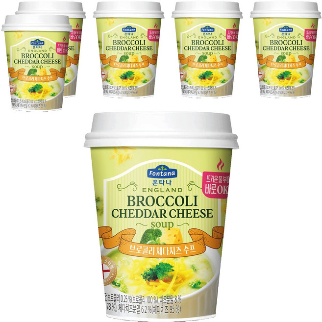 폰타나 잉글랜드 체다치즈 & 브로콜리 컵수프, 20g, 6개