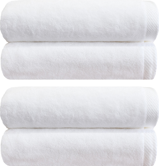 쥬련제작소 호텔 대형 바스타월 450g 40수 면사, 화이트, 4개