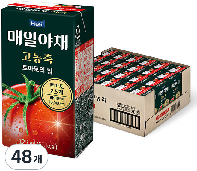 매일유업 매일야채 고농축 토마토의 힘, 125ml, 48개