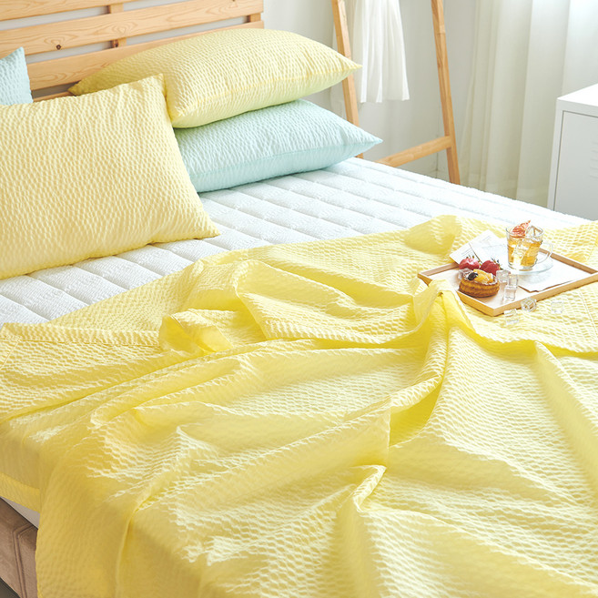 코멧 홈 시어서커 모던 솔리드 여름 홑이불, 레몬