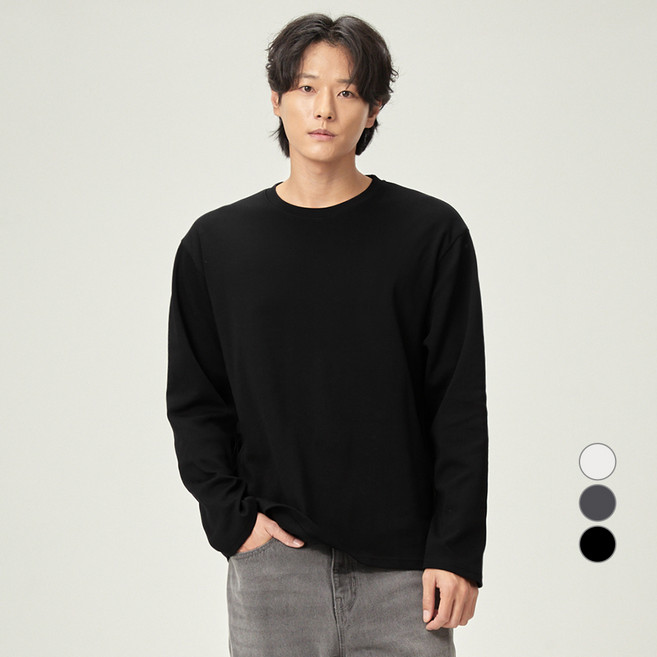 CARET 男性用 寬鬆版型 Interlock 特殊雙面針織 長袖 T恤