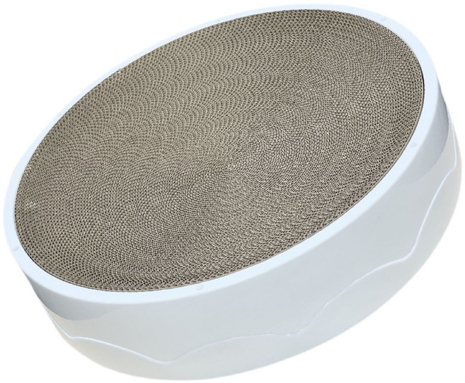 펫츠몬 고양이 더 커져 눕기 편한 원형 B골 스크래쳐, 화이트, 1개