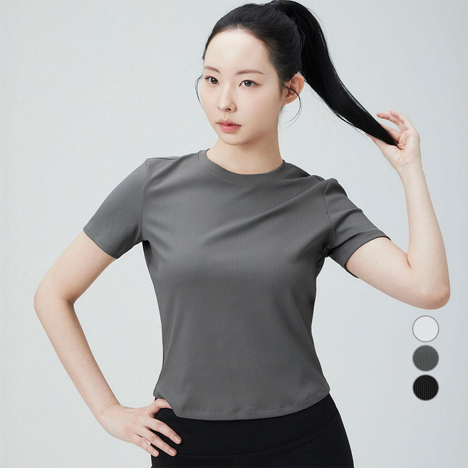 아피나르 여성용 서포트 핏 액티브 나일론 탄탄 립 티셔츠