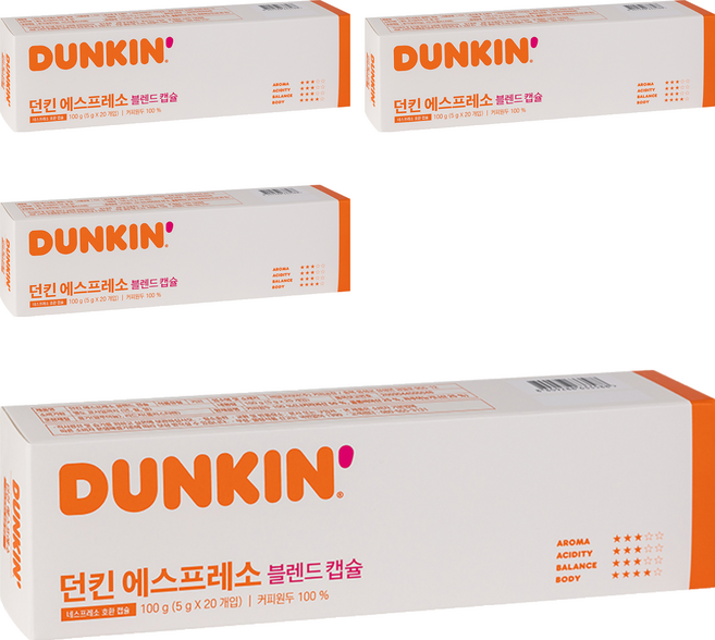 던킨도너츠 에스프레소 블렌드 캡슐커피, 5g, 20개입, 4개