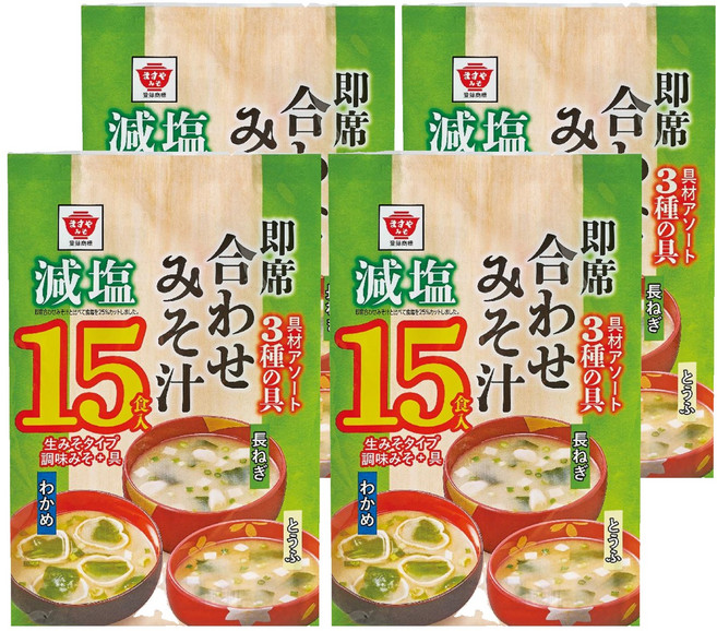 Masuya Miso 升屋 15食入綜合即食減鹽味噌湯, 300g, 4袋