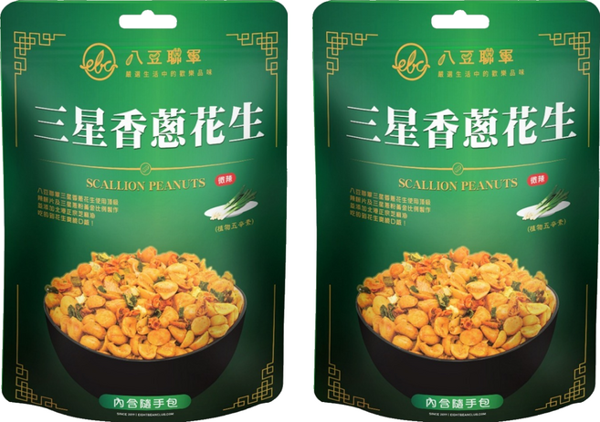 八豆聯軍 三星香蔥花生 北港芝麻油, 2包, 100g