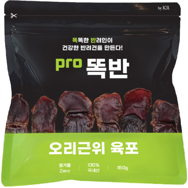 똑반 강아지 간식, 오리근위 육포, 150g, 1개