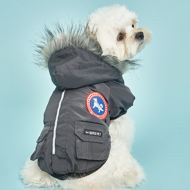 도그아이 강아지 개나다 패딩, 진회색, 1개