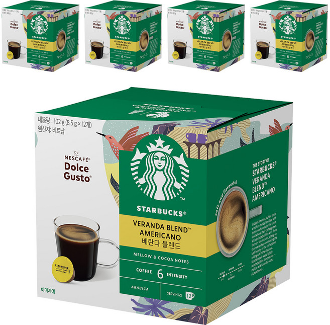 스타벅스 돌체구스토 베란다 블렌드 캡슐커피, 8.5g, 12개입, 5개