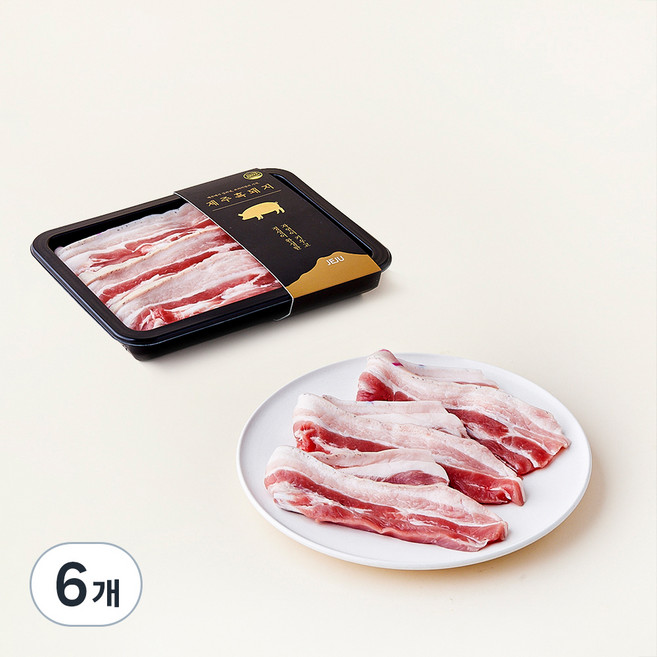 제주 흑돼지 미박삼겹살 (구이용) 500g, 6개