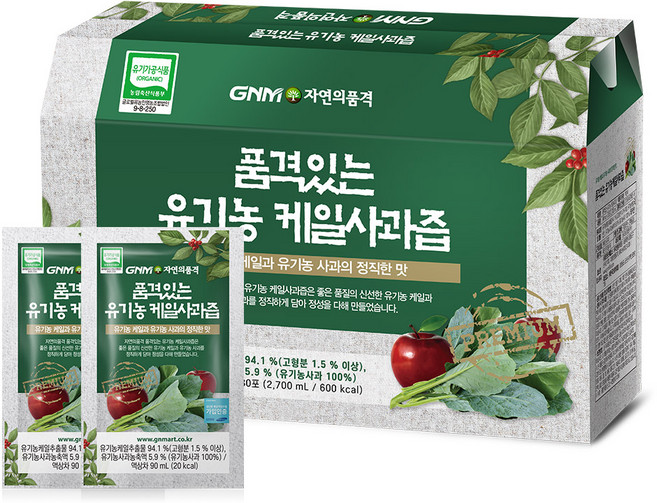 GNM자연의품격 품격있는 유기농 케일사과즙, 90ml, 30개