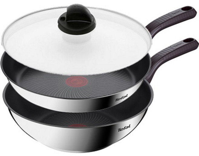 테팔 트렌디쿡 인덕션 프라이팬 3종 세트, 프라이팬 28cm + 볶음팬 28cm + 유리뚜껑 28cm, 3개