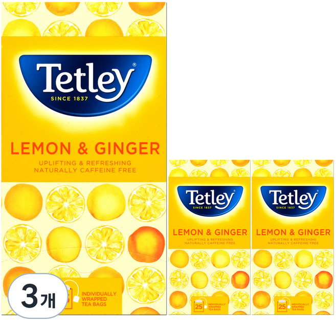 테틀리 레몬 앤 진저 티백, 1.5g, 75개, 3개