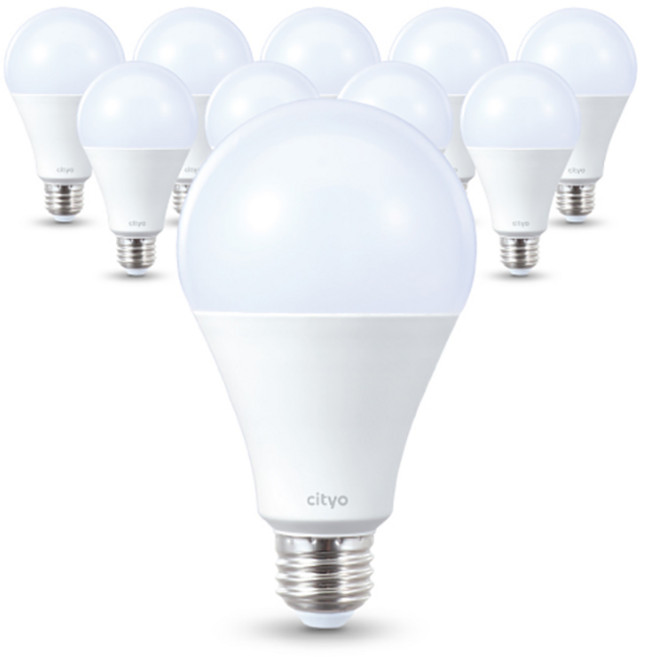씨티오 LED 화이트 전구 20W, 주광색, 10개