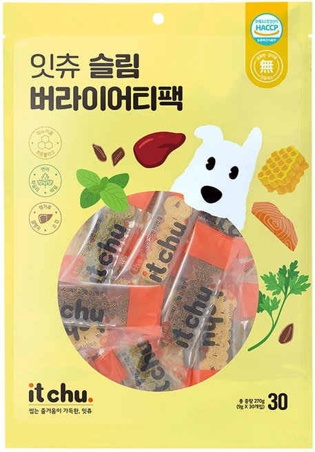 잇츄 슬림 버라이어티팩 강아지 덴탈개껌, 옐로우 + 브라운 + 그린, 270g, 1세트 - 쿠팡