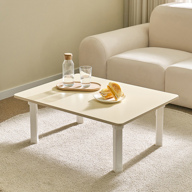 아이캔컴퍼니 국내생산 LPM 4단 높이조절 베이직 접이식 테이블, 크림베이지