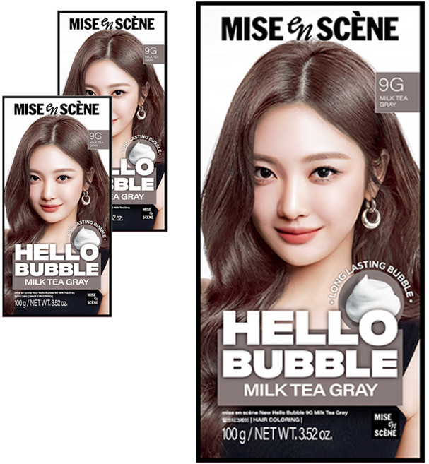 mise en scene 魅尚萱 Hello Bubble泡沫染髮劑, 9G奶茶灰, 3盒