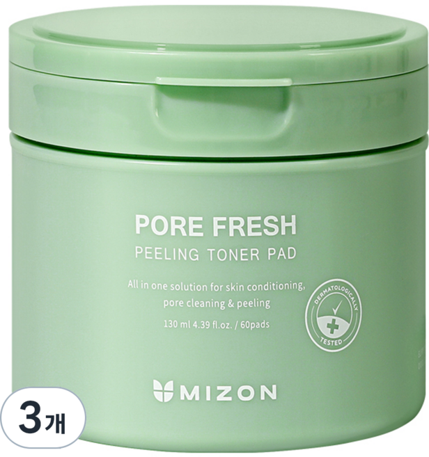 MIZON 毛孔清爽去角質化妝水棉片 60p, 60枚入, 3個