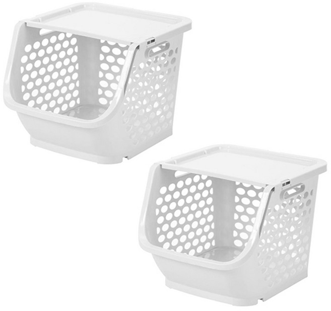 블럭마트 주방 가정용 플라스틱 멀티바스켓 2p, 화이트, 1개