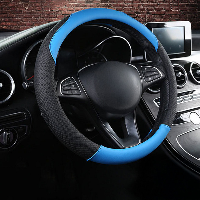 소울랜드 자동차 핸들커버, 블랙 + 블루