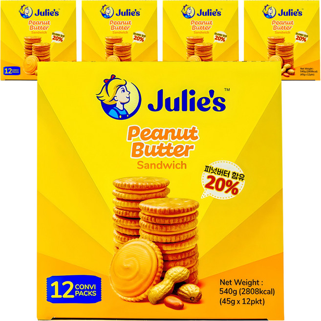 줄리스 피넛버터 샌드위치, 540g, 5개
