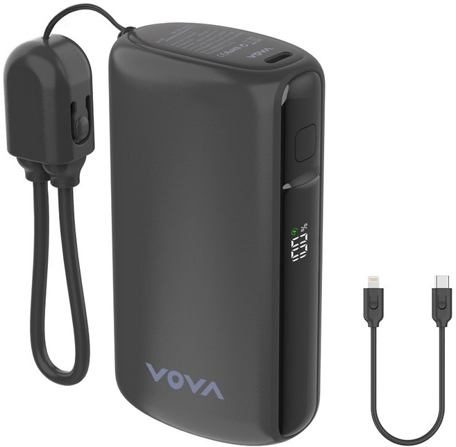 보바 그립 미니 고속충전 보조배터리 10000mAh, VA-115, 블랙