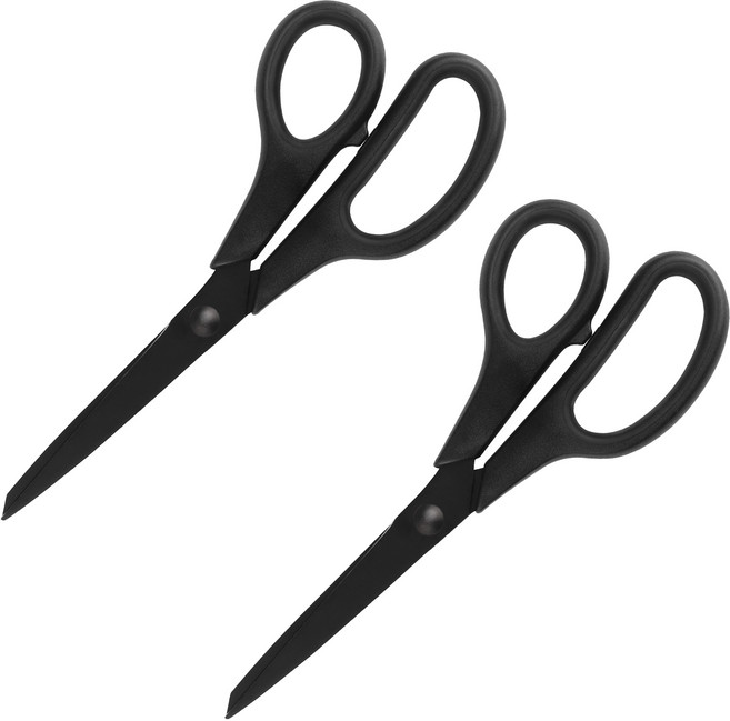 탐사 사무용 코팅가위, 블랙, 2개