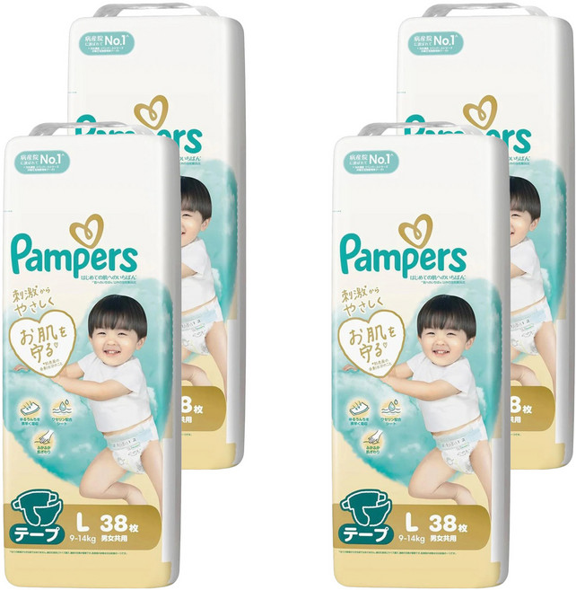 Pampers 幫寶適 日本境內版 黏貼型尿布 9~14kg, L, 152片