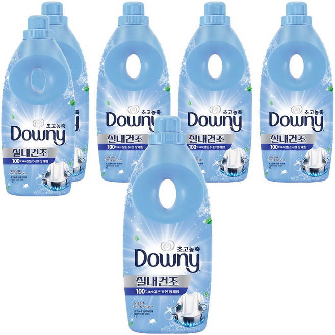 다우니 실내건조 삶음 탈취 초고농축 섬유유연제 민트 앤 시트러스 본품, 1L, 6개