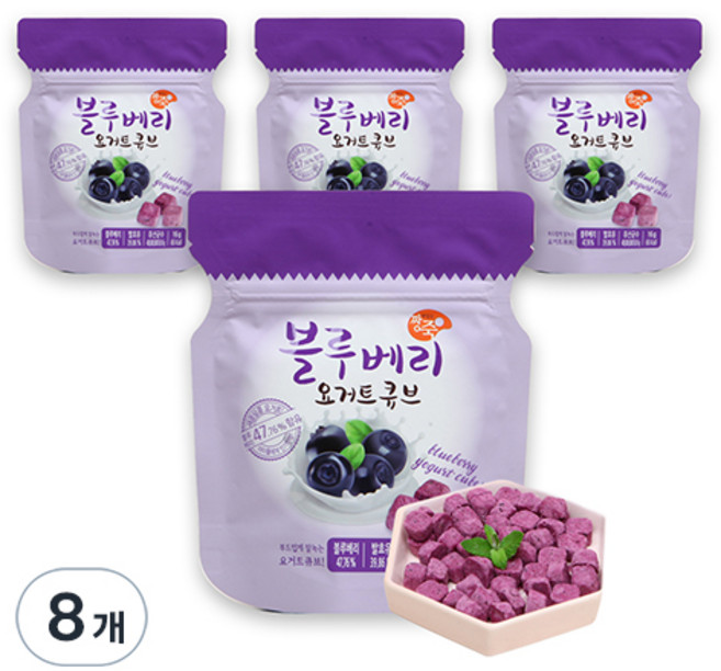 Jjangjuk 優格點心塊, 藍莓口味, 8包, 16g