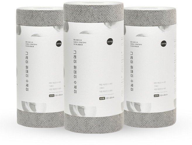 디어커스 원데이 수세미, 그레이, 60개입, 3세트