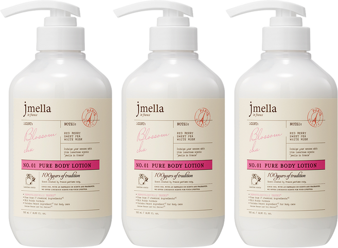 제이멜라 인 프랑스 퓨어 블러썸 츄 바디 로션, 500ml, 3개