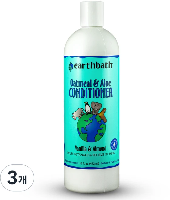 얼스배스 오트밀 & 알로에 애견 컨디셔너, 472ml, 1개입, 3개 - 쿠팡