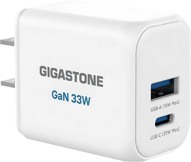 GIGASTONE 立達 PD3.0/QC3.0 33W雙孔充電器 GS-PD-6333W-R, 白色, 1個