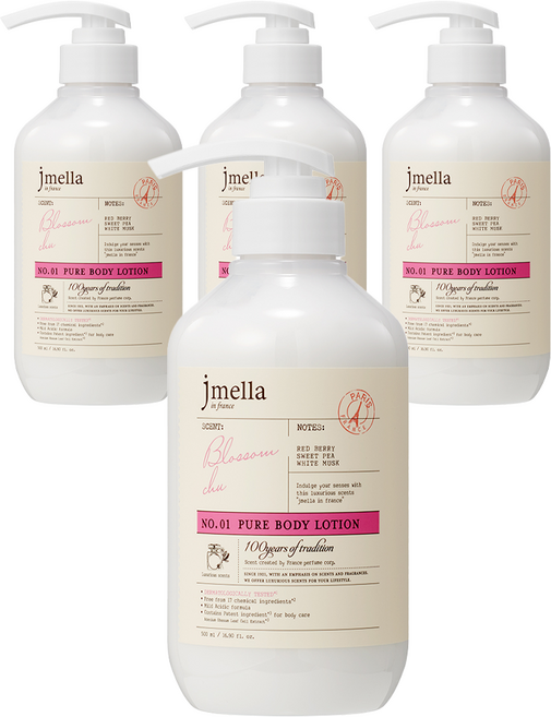 제이멜라 인 프랑스 퓨어 블러썸 츄 바디 로션, 500ml, 4개