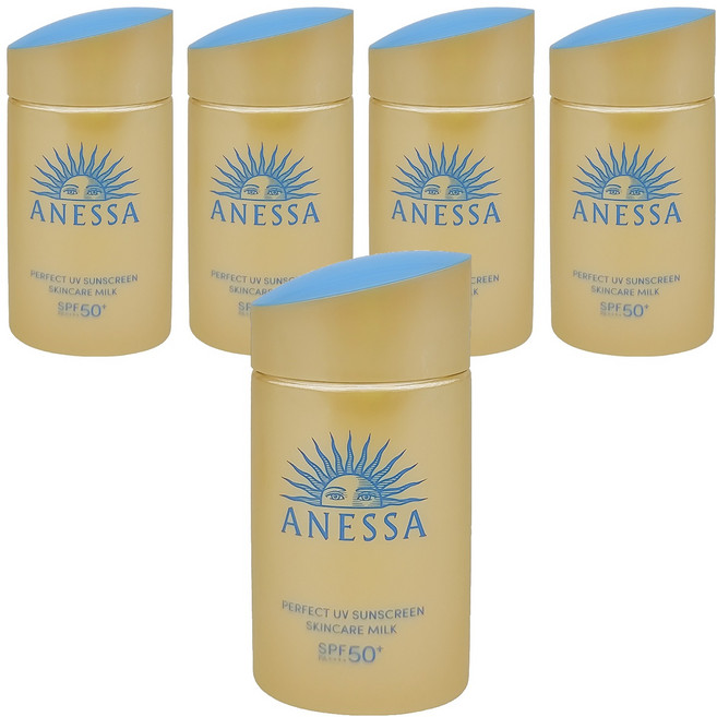 ANESSA 安耐曬 金鑽高效防曬露NA 5X版 全方位UV防護 清爽乳液 SPF50+, 60ml, 5瓶