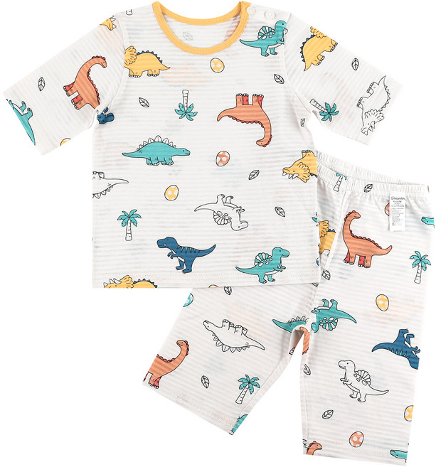 Maykids 男童粉彩恐龍七分袖變色家居服上下衣套裝