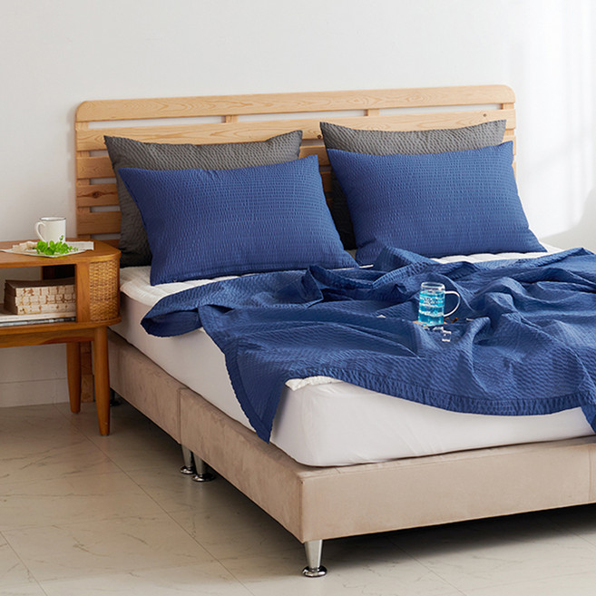 코멧 홈 시어서커 모던 솔리드 여름 홑이불, 네이비