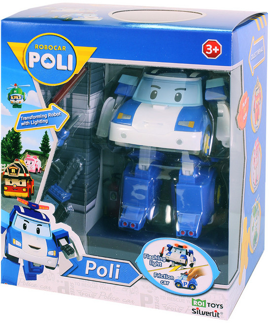 SiLverLit 銀輝 POLI ROY LED 變形機器人 可以變形成車子 救援小英雄人氣主角, 藍色, 1入