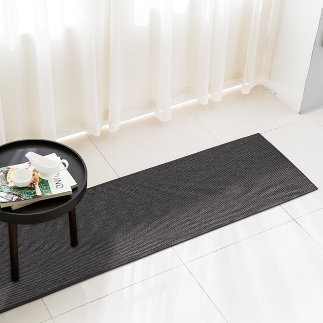 스칸디앤홈 먼지없는 플레인 사이잘룩 욕실발매트 주방매트 미니러그, 다크그레이