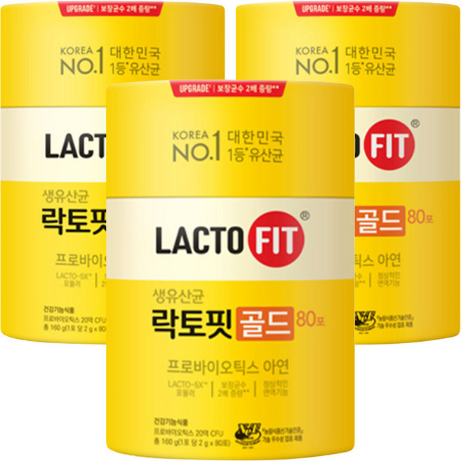 락토핏 정품 골드 80포, 160g, 3개