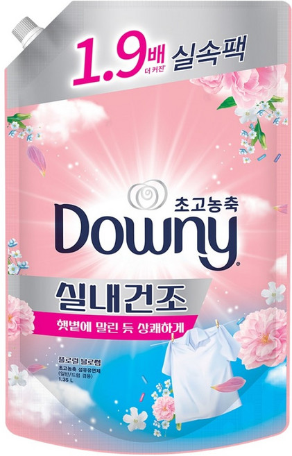 다우니 실내건조 초고농축 섬유유연제 플로럴 블로썸향 리필, 1.35L, 1개